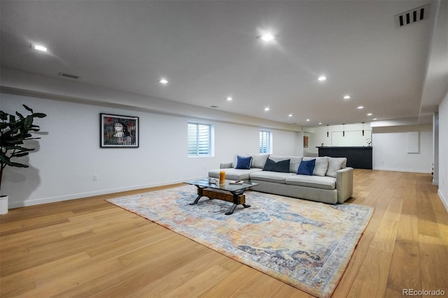 living room featuring light hardwood / wood-style flooring