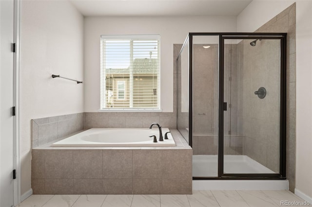 6514 Agave Ave, Castle Rock, CO 80108 - full bath with a bath, a stall shower, and marble finish floor
