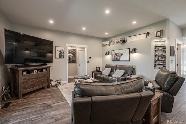 living room featuring dark hardwood / wood-style flooring