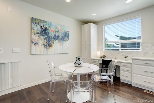 9180 E 52nd Dr, Denver, CO 80238 - dining room with dark wood-type flooring, recessed lighting, and a desk