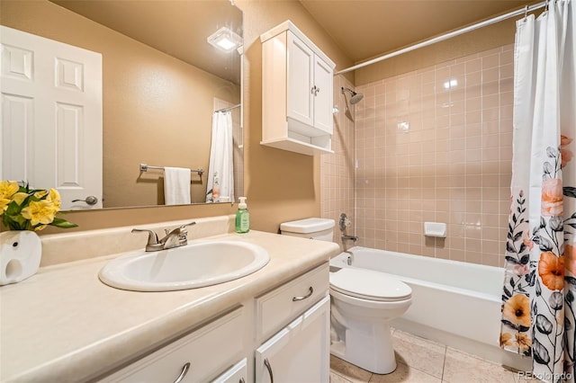 455 Bexley St, Littleton, CO 80126 - bathroom featuring vanity, shower / bath combo, and tile patterned flooring