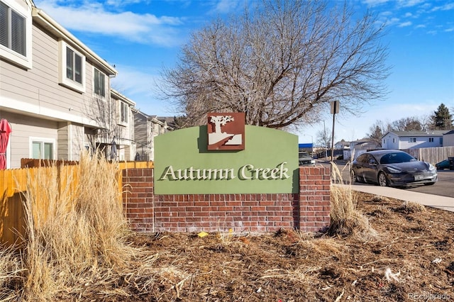 view of community sign