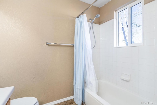 full bathroom with vanity, toilet, and shower / bath combo