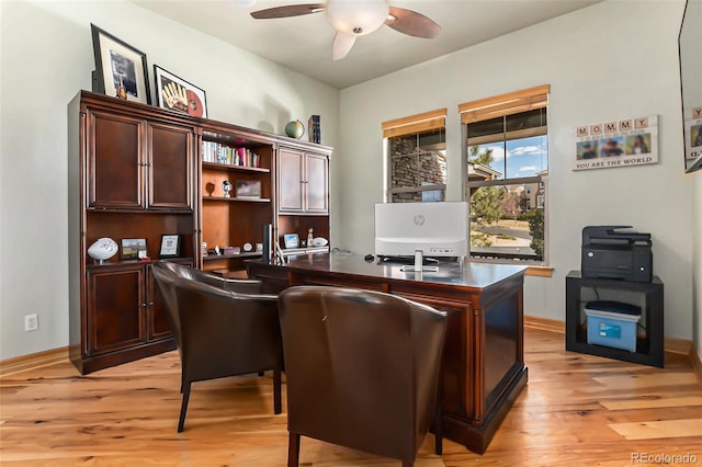 12161 S Leaning Pine Ct, Parker, CO 80134 - office space with baseboards, ceiling fan, and light wood-style flooring