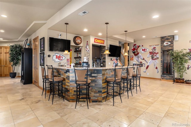 12161 S Leaning Pine Ct, Parker, CO 80134 - bar featuring recessed lighting, wet bar, and visible vents