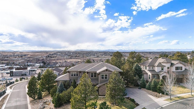 12161 S Leaning Pine Ct, Parker, CO 80134 - birds eye view of property with a residential view and a mountain view