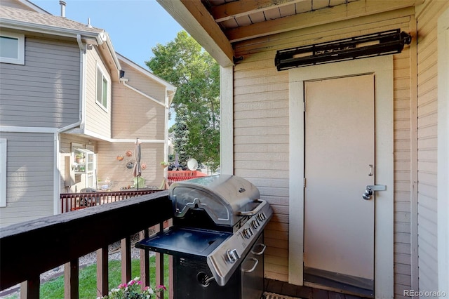 balcony featuring area for grilling