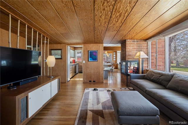 1400 E Bates Ave, Englewood, CO 80113 - living room featuring wood ceiling and hardwood / wood-style flooring