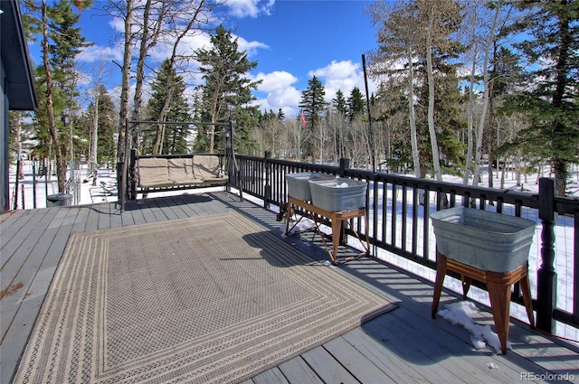 397 Will Scarlet Dr, Divide, CO 80814 - wooden terrace featuring view of scattered trees