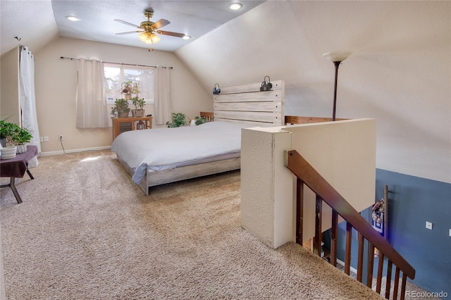 397 Will Scarlet Dr, Divide, CO 80814 - bedroom with lofted ceiling, carpet flooring, and ceiling fan