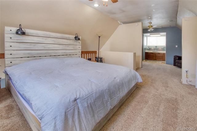 397 Will Scarlet Dr, Divide, CO 80814 - bedroom featuring carpet flooring, lofted ceiling, and ceiling fan