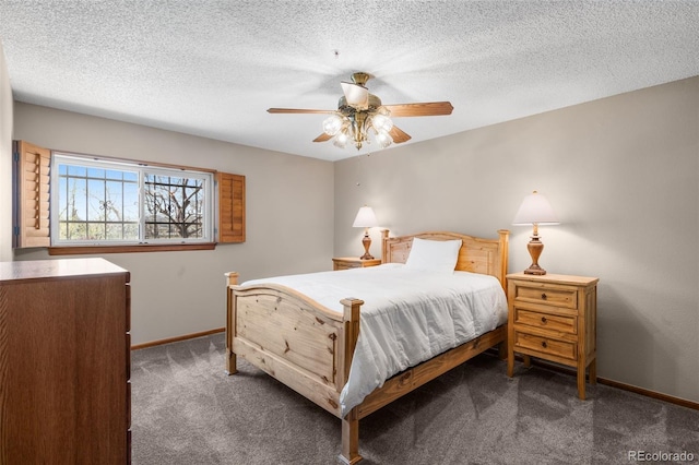10520 W Jewell Ave Unit 102, Lakewood, CO 80232 - bedroom with carpet floors, a textured ceiling, baseboards, and ceiling fan