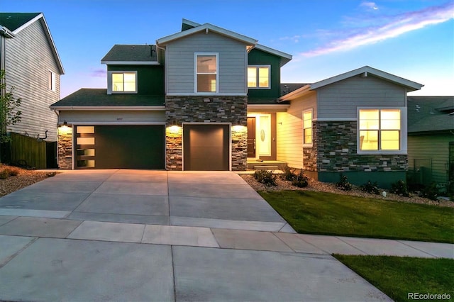 14337 Shasta Daisy Pt, Parker, CO 80134 - craftsman-style house featuring stone siding, concrete driveway, and an attached garage