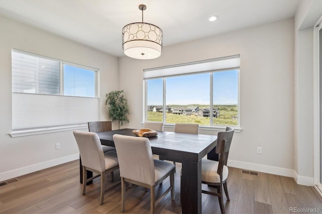 14337 Shasta Daisy Pt, Parker, CO 80134 - dining room featuring healthy amount of natural light, baseboards, wood finished floors, and recessed lighting
