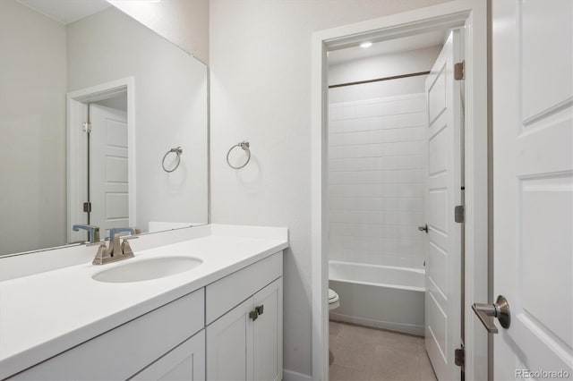 14337 Shasta Daisy Pt, Parker, CO 80134 - full bath with vanity, toilet, bathing tub / shower combination, and tile patterned floors