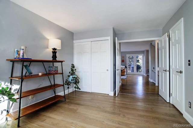 interior space with hardwood / wood-style floors