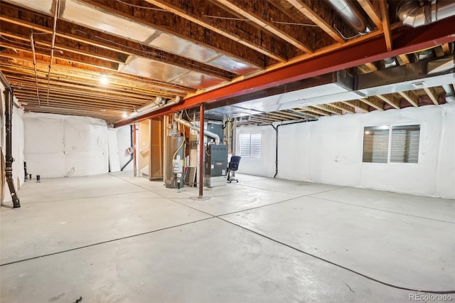 basement with gas water heater