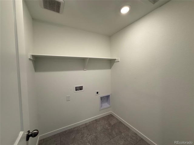 9041 Redfield Ln, Parker, CO 80134 - washroom featuring hookup for a washing machine, baseboards, electric dryer hookup, and recessed lighting