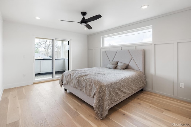 1953 W 47th Ave, Denver, CO 80211 - bedroom with recessed lighting, light wood-type flooring, and access to exterior
