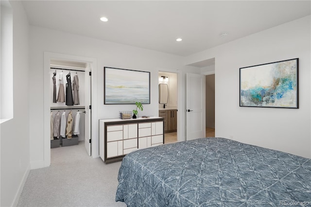 1953 W 47th Ave, Denver, CO 80211 - bedroom featuring a walk in closet, carpet floors, recessed lighting, and ensuite bath