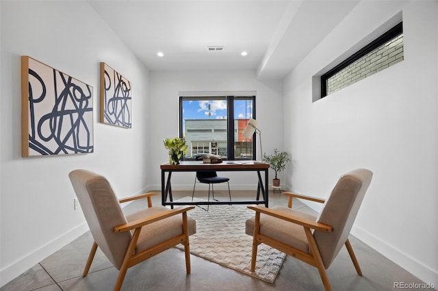 3409 Navajo St, Denver, CO 80211 - sitting room featuring baseboards, recessed lighting, and an office area