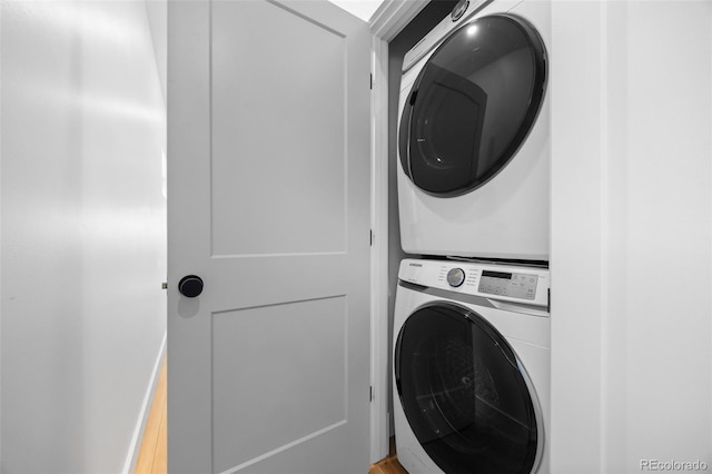 3409 Navajo St, Denver, CO 80211 - washroom featuring stacked washer and clothes dryer