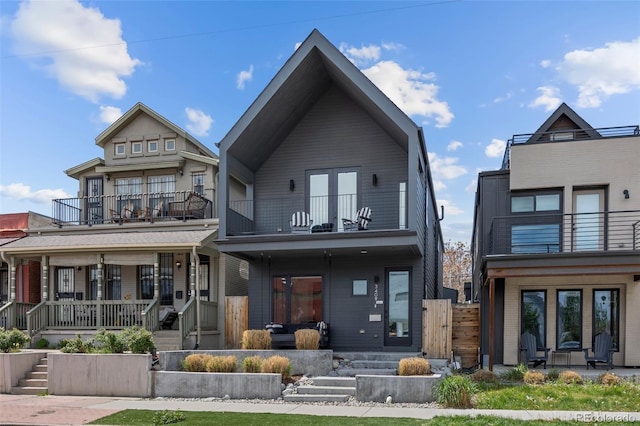 3409 Navajo St, Denver, CO 80211 - back of property featuring a balcony and covered porch