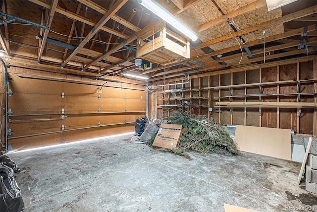 garage with a garage door opener