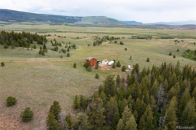 birds eye view of property with a rural view and a mountain view