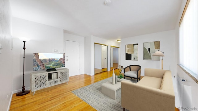 living room with hardwood / wood-style floors