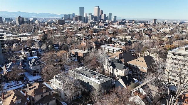 drone / aerial view with a mountain view