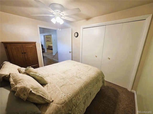 720 W 4th St, Julesburg, CO 80737 - carpeted bedroom featuring a closet and ceiling fan