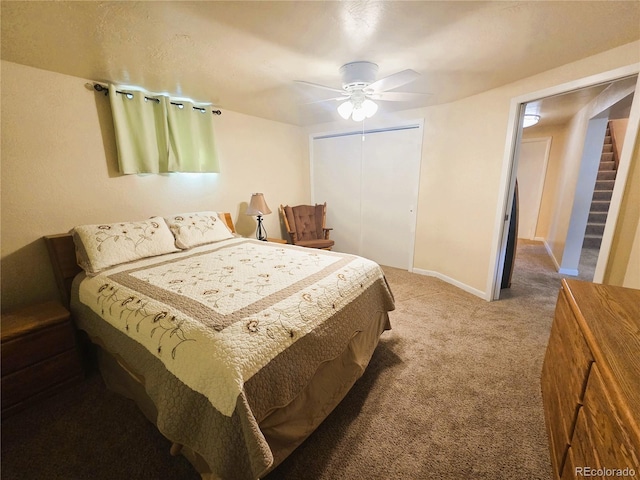 720 W 4th St, Julesburg, CO 80737 - carpeted bedroom featuring a closet, ceiling fan, and baseboards