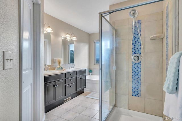 861 Circle Rd, Palmer Lake, CO 80133 - full bathroom featuring tile patterned flooring, a sink, a stall shower, and double vanity