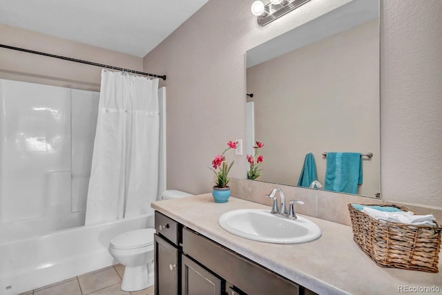 861 Circle Rd, Palmer Lake, CO 80133 - full bath with toilet, shower / bath combo with shower curtain, tile patterned flooring, and vanity