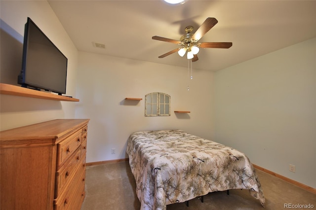 bedroom with carpet and ceiling fan