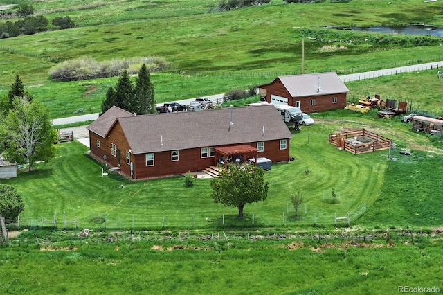 aerial view featuring a rural view