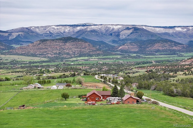 view of mountain feature featuring a rural view