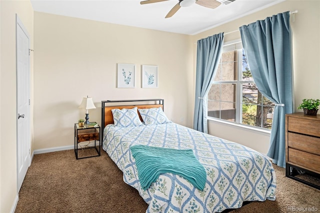 7422 S Quail Cir Unit 1624, Littleton, CO 80127 - bedroom with carpet flooring, baseboards, and ceiling fan