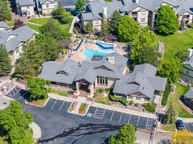 7422 S Quail Cir Unit 1624, Littleton, CO 80127 - aerial perspective of suburban area with a pool area