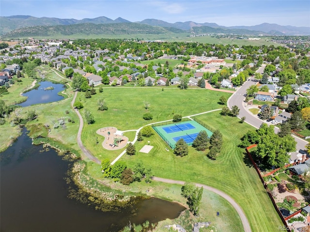 7422 S Quail Cir Unit 1624, Littleton, CO 80127 - aerial view of property and surrounding area with a water and mountain view and nearby suburban area