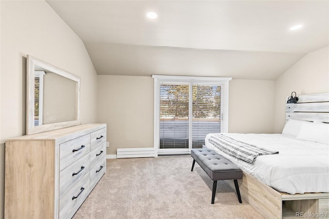 200 Primrose Path Unit 11, Breckenridge, CO 80424 - bedroom featuring vaulted ceiling, light carpet, recessed lighting, and baseboards