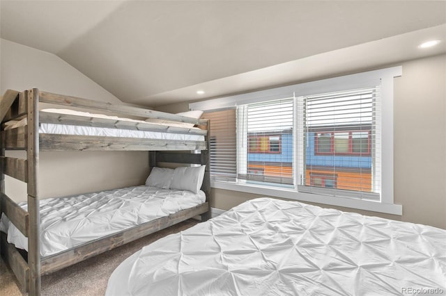200 Primrose Path Unit 11, Breckenridge, CO 80424 - carpeted bedroom featuring vaulted ceiling and recessed lighting