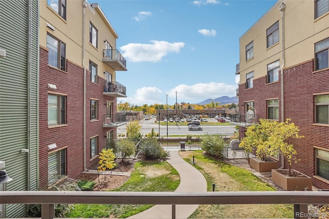 view of community featuring a mountain view