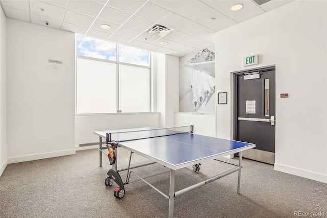 3601 Arapahoe Ave Unit 226, Boulder, CO 80303 - recreation room with baseboards, carpet flooring, and a paneled ceiling