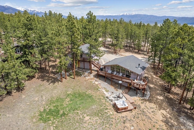 drone / aerial view with a mountain view