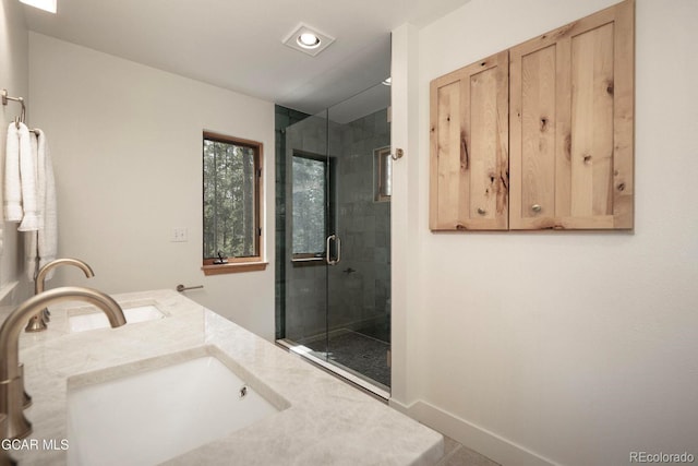 452 Gcr 835, Fraser, CO 80442 - full bath with a stall shower, double vanity, and tile patterned floors