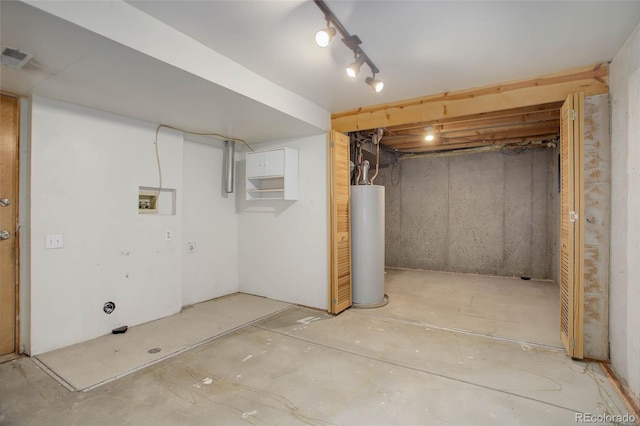 basement with gas water heater