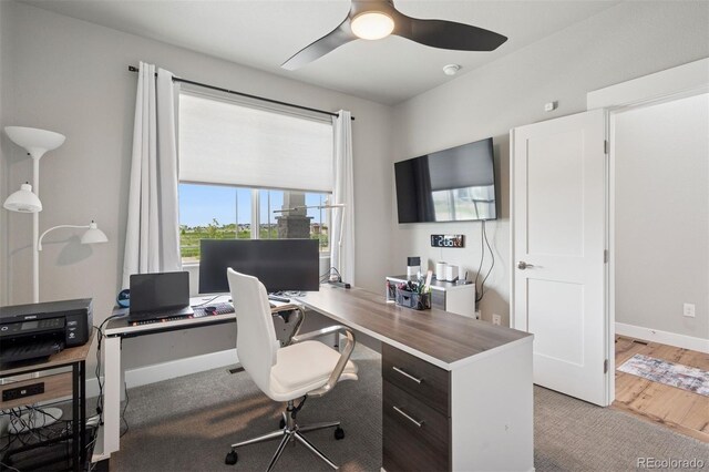 23814 E 36th Pl, Aurora, CO 80019 - office space featuring ceiling fan and wood finished floors