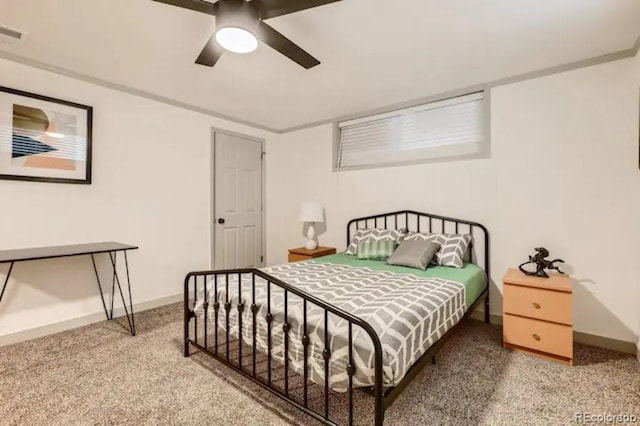 bedroom with carpet and ceiling fan